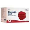 Wecare Disposable Face Mask, 3-Ply with Ear Loop 50 Individually Wrapped, Red, 50PK WMN100021